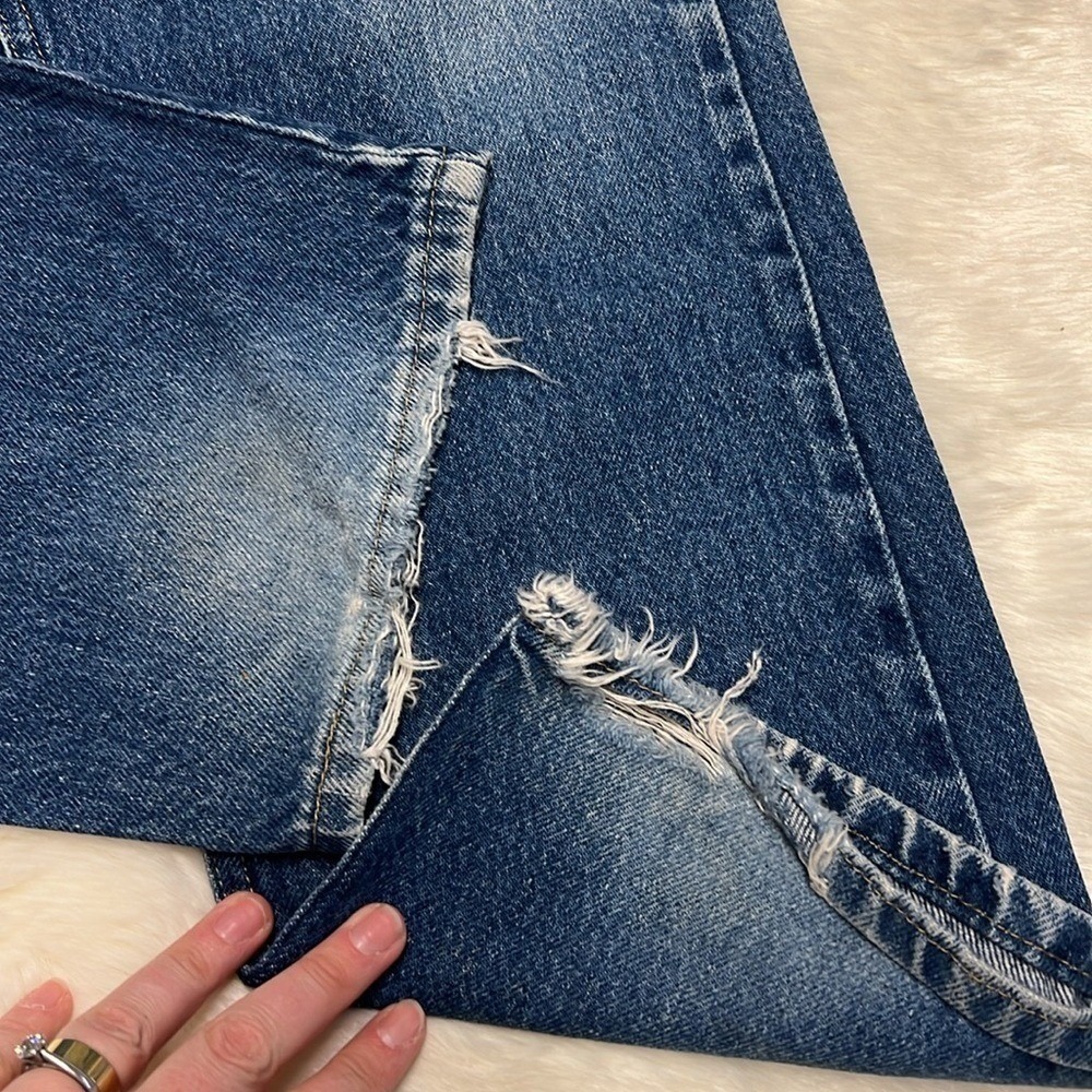 Vintage 90s Lee Straight Leg Jeans Medium Wash High Waisted Distressed Denim - Picture 3 of 4